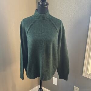Mango Dark Green Wool Turtleneck Sweater